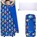 Wildkin Kids Original Nap Mat – Cozy Kids Sleep Mat with Pillow, Ideal for School & Travel - Robots