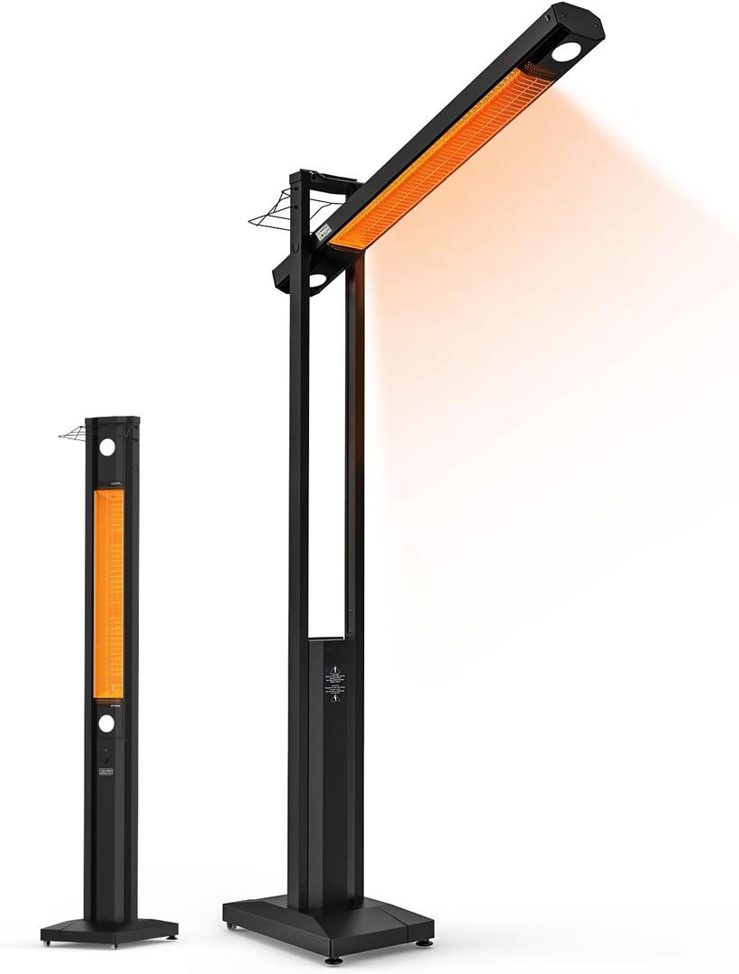 onlyfire FlexRay Heater - 80" Electric Infrared Patio Heater for Indoor & Outdoor Use, Freestanding Heater with Magnetic Remote & Cover, 3 Heat Modes + Light Mode,1500W, Overheat & Tip-Over Protection