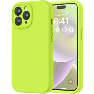 LOVE 3000 Designed for iPhone 14 Pro Case, Premium Silicone with [Soft Anti-Scratch Microfiber Lining] Shockproof Protective Phone Case for Men Women Girls 6.1", Fluorescent Green