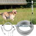 100FT Dog Runner for Yard with 15FT Tie Out Cable - Heavy Duty Trolley System for Large Dogs Up to 250LBS, Backyard/Park/Camping Use (Silver, 100FT+15FT)