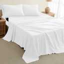 DREAMCARE King Size Sheets Set - Cooling Bed Sheets - 4pcs Set - up to 15" Deep Pocket King Sheet Set Soft & Long Lasting Cooling - 100% Fine Brushed Polyester with Side Pocket - White