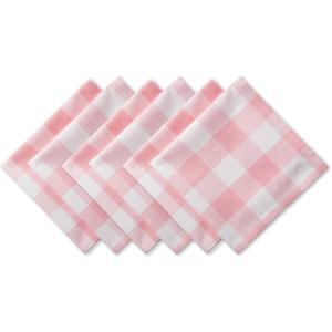 DII Buffalo Check Collection, Classic Farmhouse Cloth Napkin Set, 20x20, Pink & White, 6 Piece
