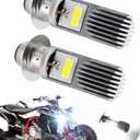 YEORO 2Pcs H6M LED Bulb,AC/DC 9-85V P15D Motorcycle Headlight Bulb Hi/Lo Beam 2xCOB SMD Chips LED Lamps for ATV (2COB)
