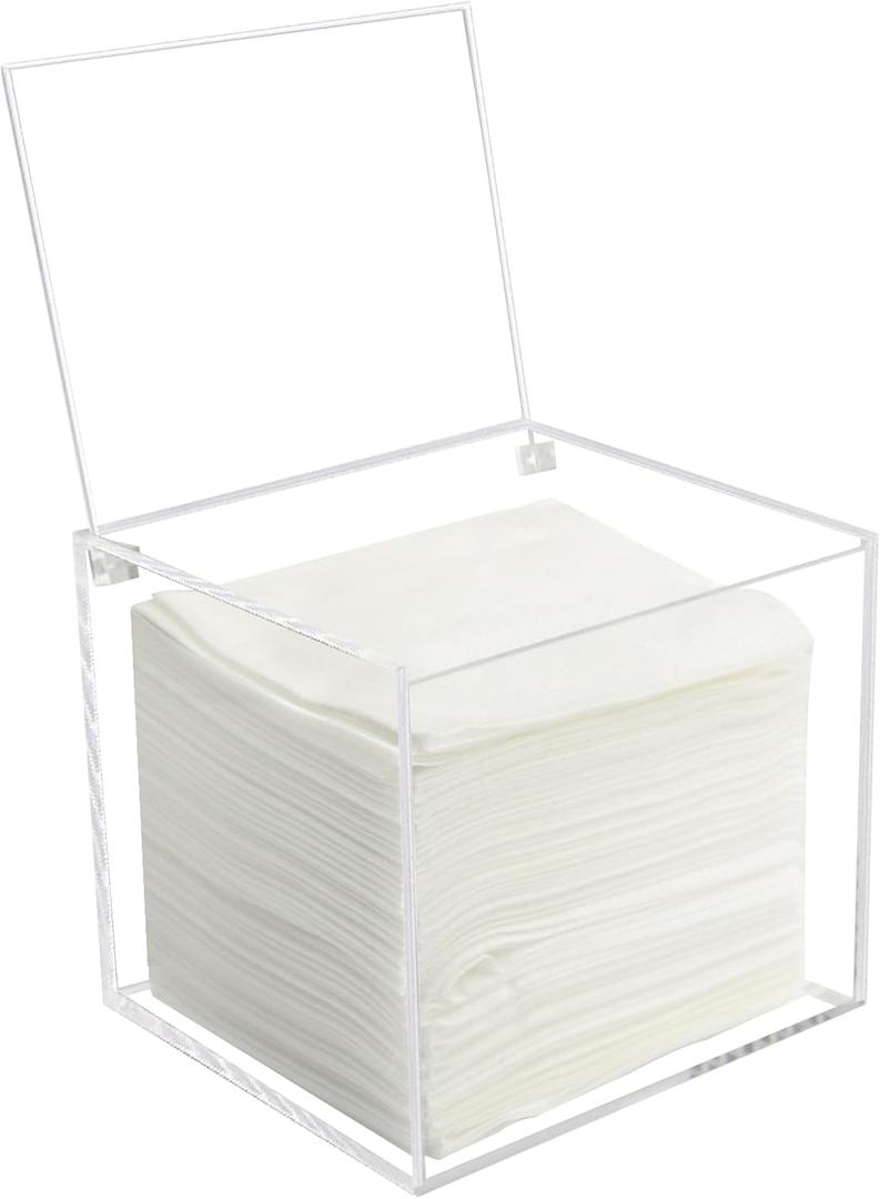 Watpot Disposable Face Towel Storage Box Compatible with Facial Towel XL, Acrylic Disposable Face Towelette Holder Container, Clear