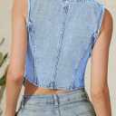 ELLEVEN Women’s Denim Vest V-Neck Crop Jean Vest Top Sleeveless Y2K Button Denim Jacket Summer Country Outfits (Blue, S)