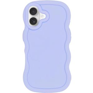 Slim Fit Case for iPhone 16 Plus 6.7-Inch, Wave Frame, Cute Soft TPU Thin Protective Phone Cover for Women, Light Purple