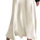 Zeagoo Skirts for Women High Waist Skirt Elegant Midi Skirt Satin (Medium, Pastel Peach)