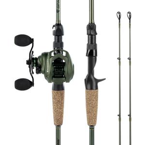 KastKing Spartacus II Twin-Tip Fishing Rod and Reel Combo, Spinning & Casting Combo, Fishing Poles and Reels Combo, KastFlex IM6 Graphite Blanks, 2-Piece Rods with Extra Tip, Cast-7'1'' Medium Heavy-Left Handed-2pcs