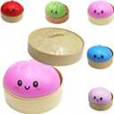 Dumpling Squishy Mystery Dumpling Squishy Stress Balls Fidget Sensory Toy Soft Squeeze Decompression Dough (Pink)