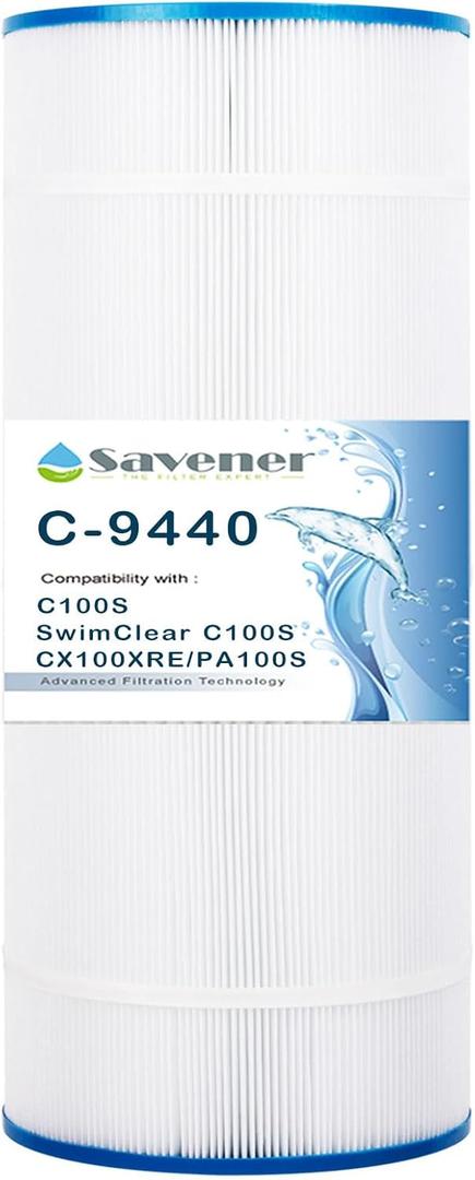 Pool Filter Compatible with C100S, Hayward SwimClear C100S, CX100XRE, PA100S, Unicel C-9440, Ultral-D3, 100 sq.ft, Cartridge Pool Filter 1 Pack