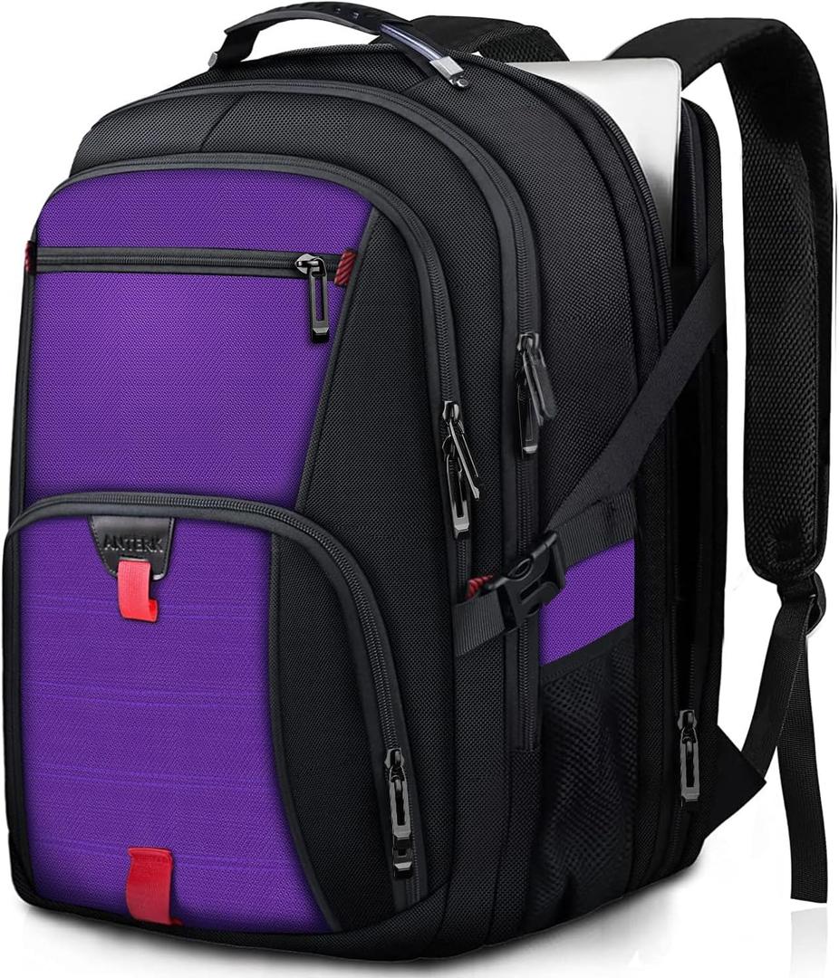 Travel Backpack, 18.4 Inch Laptop Backpacks for Men Women, 55L Anti Theft Water Resistant College Bussiness TSA Airline Approved Work Computer Backpack, Purple