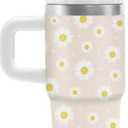 Daisy Gifts for Girls Women, Cute Daisys Tumbler with Handle for Kids 14oz, Daisy Lovers Gifts for Girl, Insulated Stainless Steel Daisies Flower Cups, Floral Birthday Gift for Daughter, 1 Pc