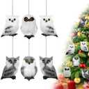6 Pieces Plush Christmas Ornaments - Woodland Faux Fur Owl Assorted Cute Small Decor - Furry Decorative Hanging Ornaments for Home Tree Party Decoration (Cute Style)