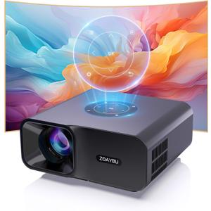 Upgraded Bluetooth Projector with Screen, Native 1080P Electric Focus Portable Projector for Home, Movie Projector Compatible with HDMI/USB/PC/TV Stick/Game Console/Phone, Indoor & Outdoor Use