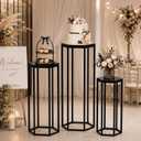 Urban Deco Set of 3 Black Hexagon Metal Cylinder Stands for Party