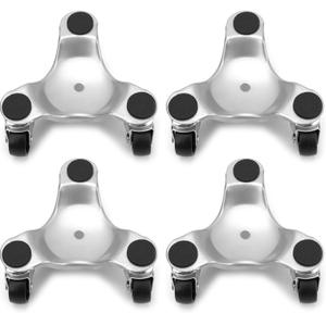 Yopay 4 Pack Steel Tri-Dolly, 200 lbs Load Capacity 3 Wheel Mover s Dolly for Moving Cabinet, Furniture, Appliances, 6 Inch