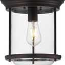 JONATHAN Y 10.25" Oil Rubbed Bronze LED Flush Mount Light, Nautical Ceiling Light for Hallway Entryway, Clear Glass Dome Shade, Traditional Metal Hardwired Fixture (JYL7440B)