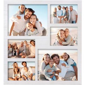 Collage Picture Frame 5x7 and 8x10 Photos -Large Size 6 Openings White Picture Frame Wall Decor for Wall Mounting Vertically or Horizontally - Home and Family Display 5x7 and 8x10