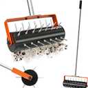 Rolling Lawn Aerator Tool Heavy Duty Manual Push Aerator Lawn Tool with 42 Spikes Lawn Aerator Spike Tool for Maintaining Garden Yard Soil Health