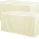 Obstal 2 Pack Table Clothes for 8 Foot Rectangle Tables - Water Resistant Washable Fabric Polyester Rectangle Table Cover Protector for Wedding, Banquet and Trade Shows, 96L x 30W Inches, Cream