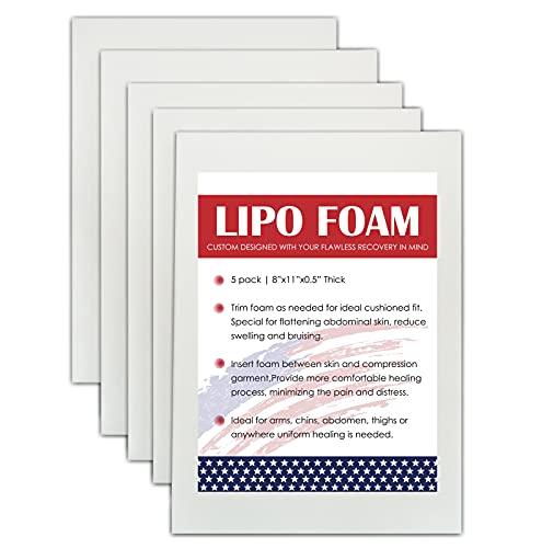 KUSMOO 4 Pack Lipo Foam Pads for Post Surgery Ab Board Liposuction Surgery Flattening Abdominal Compression Garments Lipo Foam Sheets 8" x 11"