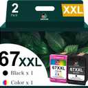 67XXL Ink Cartridges Combo Pack Replacement for HP 67 XL 67 Ink Work for Envy 6000 6055 6055e 6400e 6455e 6458e Envy Pro 6455 6458 (1 Black, 1 Color)