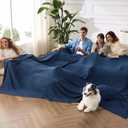 Bedsure Cooling Cotton Waffle Oversized King Blanket - Lightweight Breathable Rayon Derived from Bamboo for Hot Sleepers, Luxury Throws for Bed and Sofa, Navy, 120x96 Inches