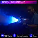1500W Smoke Gun Fog Machine with Timer & 7-Color LED Lights, Handheld Party Fog Cannon, 20-26ft Range for Halloween, Weddings, Stage Shows, DJ Clubs, 75X 37X 16.5 Cm
