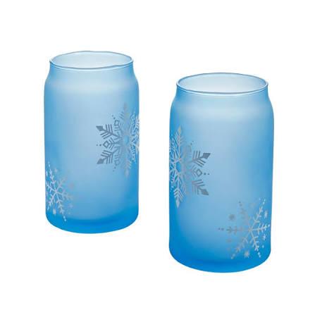 Tabletops Gallery Snowflake Soda Can Glass Set – Blue, 2 pk