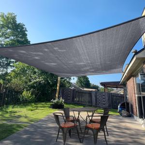 SUNLAX Sun Shade Sail 12' x 16' Dark Grey Rectangle Canopy Sail Shade Cover UV Block Permeable Sunshade Outdoor for Patio Backyard