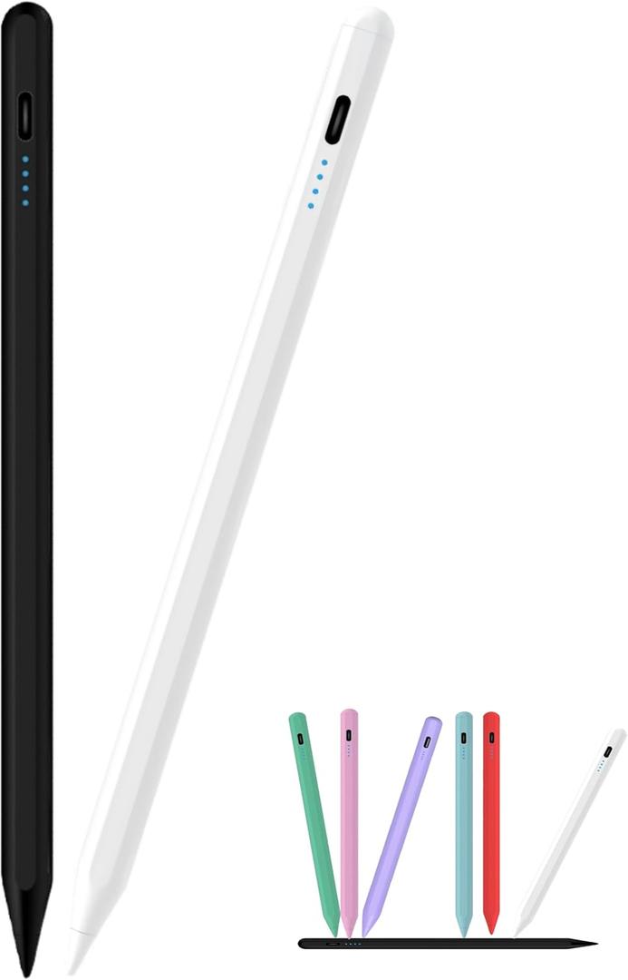 Stylus Pen for Samsung Galaxy Tab A11/A11+/A9/A9+/A8/A7 Lite, Magnetic Capacitive Pen with Fast Charging & 8H Long Battery, Universal for iPad iPhone Android Touch Screens,Black+White