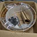 Boho Rattan Chandelier, 19.7" Large Boho Pendant Light with Fabric Lampshade, 4-Light Rattan Light Fixture Ceiling Hanging for Dining Room, Living Room, Bedroom, Kitchen Island, Hallway, Foyer