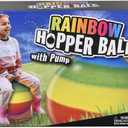 Rainbow Hopper Ball, 18 Inch, Bouncy Ball with Handle, Includes Pump, Great for for Indoor and Outdoor Play