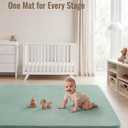 Blissful Diary 1.3" Thick Baby Play Mat, 71x59 Playpen Mat with Removable & Washable Cover, Ultra Soft Crawling Rug for Floor, Foam Cushion & Non-Slip Backing for Kid, Toddler and Infant, Sage Green