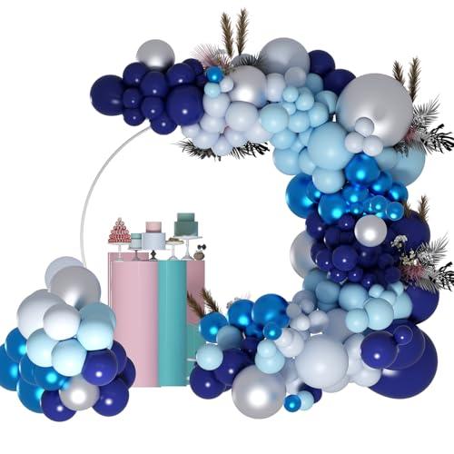 Blue Balloon Garland Arch Kit Metallic Latex Balloons for Boys Men Birthday Engagement Graduation Party Decorations