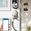 Veise VE07-H Fingerprint Smart Locks for Front Door with Handle Set, App Control, Keyless Entry Keypad Deadbolt, Digital Electronic Touchscreen, Easy Install, Auto Lock, Satin Nickel