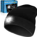 Valentines Day Gifts for Him, Beanie Hats with Light, USB Rechargeable LED Hand Free Headlamp, Birthday Gifts for Men, Women, and Teens, Ideal for Camping, Hiking, Black