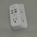 Addtam USB Wall Charger Surge Protector 5 Outlet Extender with 4 USB Charging Ports (1 USB C Outlet) 3 Sided 1800J Power Strip Multi Plug Outlets Wall Adapter Spaced for Home Travel Office ETL Listed (White)