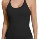 MathCat Seamless Workout Tank Tops with Built in BraRacerback Athletic Tank Tops Ribbed Soft Yoga Shirts XS-XL (Black, S)