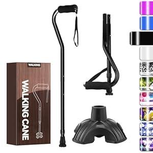 Canes for Women & Men, Walking Cane for Stability, Adjustable Folding Cane for Seniors - Lightweight Collapsible Walking Sticks with Non-Slip Base & T-Handle(30-36 Inch) (Black)