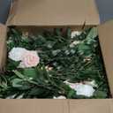 Hoteam 16 Pcs Wedding Aisle Decorations for Wedding Ceremony Pew Artificial Flowers Rose for Church Chair Back Floral with Eucalyptus Leaves and Ribbons Ceremony Party Decor(Pink, Beige)