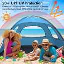 WhiteFang Beach Tent Anti-UV Portable Sun Shade Shelter for 3 Person, Extendable Floor with 3 Ventilating Mesh Windows Plus Carrying Bag, Stakes and Guy Lines