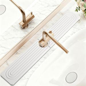 Fast Drying Faucet Mat for Kitchen Sink - 24 Inch Diatomite Quick Dry Stone Faucet Mat with Raised Feet for Kitchen Sink Splash Guard, Bathroom Stone Tray Counter Prevents Moisture Buildup