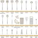Kitchen Utensil Set-Silicone Cooking Utensils-33 Kitchen Gadgets & Spoons for Nonstick Cookware-Silicone and Stainless Steel Spatula Set-Best Kitchen Tools, Useful Pots (Khaki)