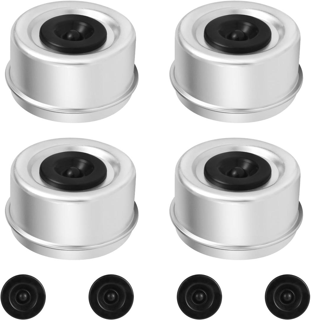 4PCS 2.72" Trailer Hub Cap, Wheel Bearing Caps for Trailers Axle Dust Cap with 8 Rubber Plugs Trailer Bearing Dust Cap for Ez Lube Axle Grease Cap 7000 to 8000 Pound
