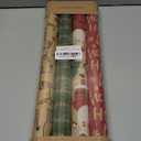 Happypapa Christmas Wrapping Paper, Kraft Xmas Wrapping Paper Rolls - Santa Claus, Gift, Reindeer and Merry Christmas Pattern - 4 Rolls - 17 Inch  120 Inch Per Roll