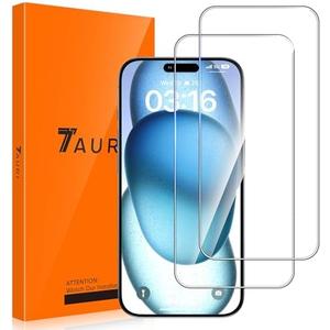 TAURI 2 Pack for iPhone 15/iPhone 15 Pro Screen Protector Tempered Glass, Sensor Protection, Dynamic Island Compatible, Case Friendly, 6.1"