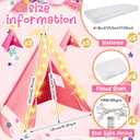 6 Pack Sleepovers Teepee Tent for Kids Bulk with Mattress Sheet Light,Natural Cotton Washable Indoor Play Tent for Birthday Slumber Party Girls Boys Pajama Movie Night Supplies(Pink, Rose Red), 61.81 x 25.98 x 7.09 inches