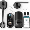 SMONET Front Door Lock Set with Handle, Smart Fingerprint Keyless Entry Door Lock, Deadbolt with App Control, Touchscreen Keypad for Home Airbnb Apartment