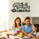 The Secret Ingredient is Love Metal Wall Art Sign, 16.58.5 Inch Farmhouse Kitchen Wall Decor with Heart & Kitchenware Pattern, Rustic Black Quote Sign for Dining Room Cafe Pantry Housewarming Gift Indoor Outdoor Hanging Decor